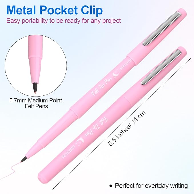 Fuyoooo 20 Pcs Felt Tip Pens 0.7mm Colored Felt Pens Marker Medium Point Journal Planner for Journaling Writing Note Taking Art Office Supplies(Mixed Colors)