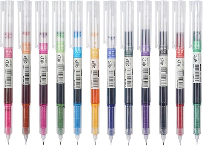 12 Colour Quick Dry Gel Pens, 0.5mm Fine Point Comfort Grip Gel Ink Pens Multi Colour Ink Aesthetic Journal Pen for Students Girls Boys Adults Writing Drawing School Office Supplies
