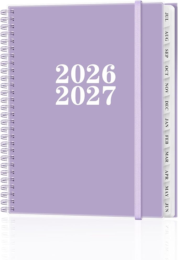 Planner 2026-2027 - Academic Planner from July 2026 to June 2027, Weekly & Monthly Planners Spiral Bound with 12-Month Tabs, Inner Pocket, 8.5" x 11", Purple