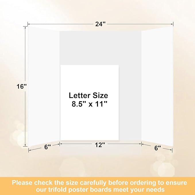 Ndsox 3 Pack 24" x 16" White Trifold Poster Board Foam Core, Small Tri Fold Foldable Display Posterboard Foam Project Boards for School Projects, Photos Displays & Business Presentations