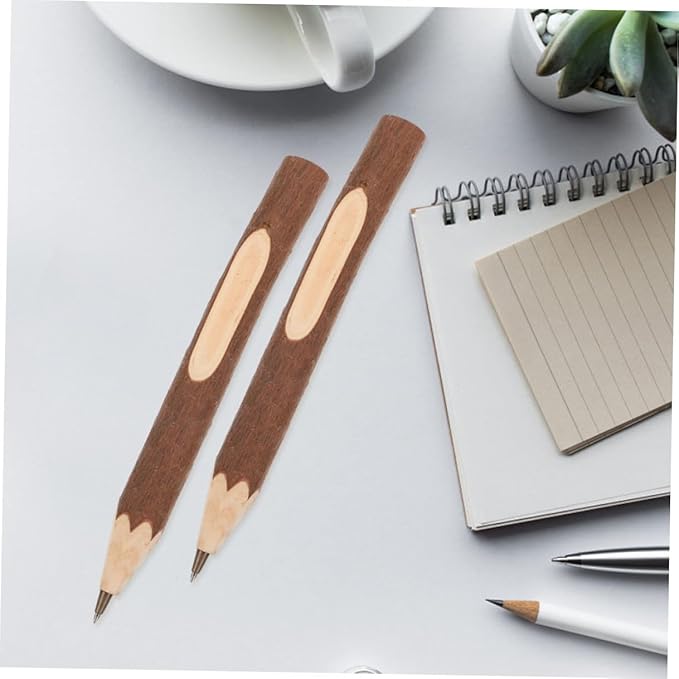 Wooden Ballpoint Pens 17cm Tree Bark Texture Writing Pens Biodegradable Portable Multi-function 10pcs for Office and School Use