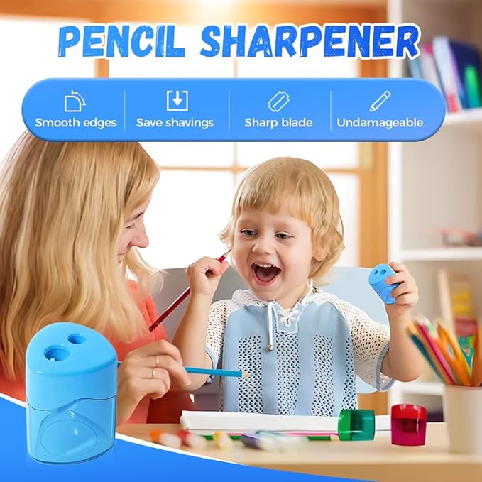 Pencil Sharpeners with Lid, Pencil Sharpeners Manual, Colored Handheld Sharpener Suitable for Kids Adults Students School Class Home Office (4pcs Oval)