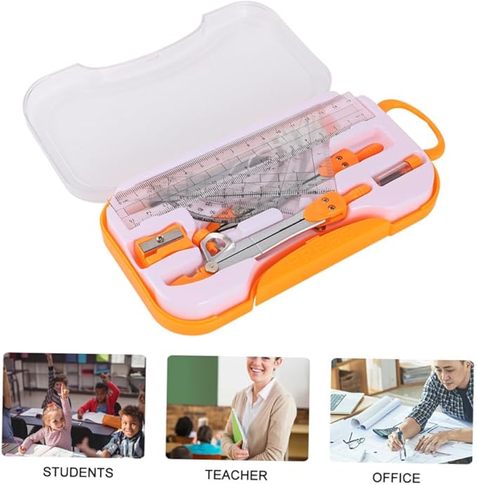 PRETYZOOM Student Geometry Drawing Kit Metal Compasses Set 10pcs Geometry Ruler Math Tool for School Exams and Drafting Supplies Random Color