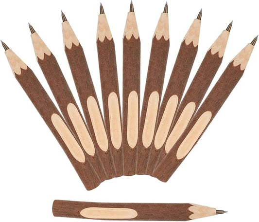Luxshiny Natural Tree Bark Wooden Ballpoint Pens 10pcs, 13cm Small Biodegradable Writing Accessories, Novelty Creative Office and School Supply