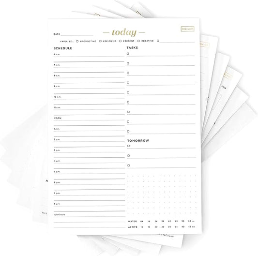 Ink+Volt Today Organizer Pad, Undated Daily Planner with Hourly Schedule, To Do List Notepad for Work & Study, Time Block Hourly Planner | 50 Tear-Off Sheets, Compact Design, Made in USA, 5.75” x 8.5