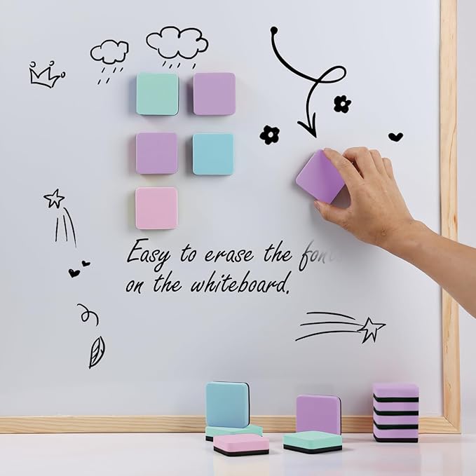 XKDOUS 35 Pack Square Magnetic Dry Erase Eraser, 2x2 Inch Small Whiteboard Eraser for Kids & Classroom, Mini White Board Eraser, Effective Dry Erase Board Eraser for Teachers & Students (4 Colors)
