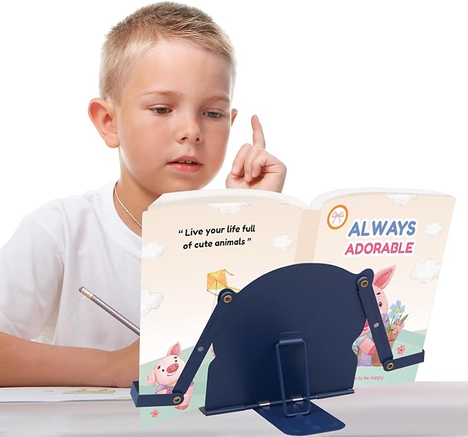 Honagu Book Stand Book Holder Metal Desk Book Stand for Reading Hands Free, Adjustable Textbooks Cookbook Documents Holder, Christmas Birthday Gifts for Girls and Boys (Astronaut)