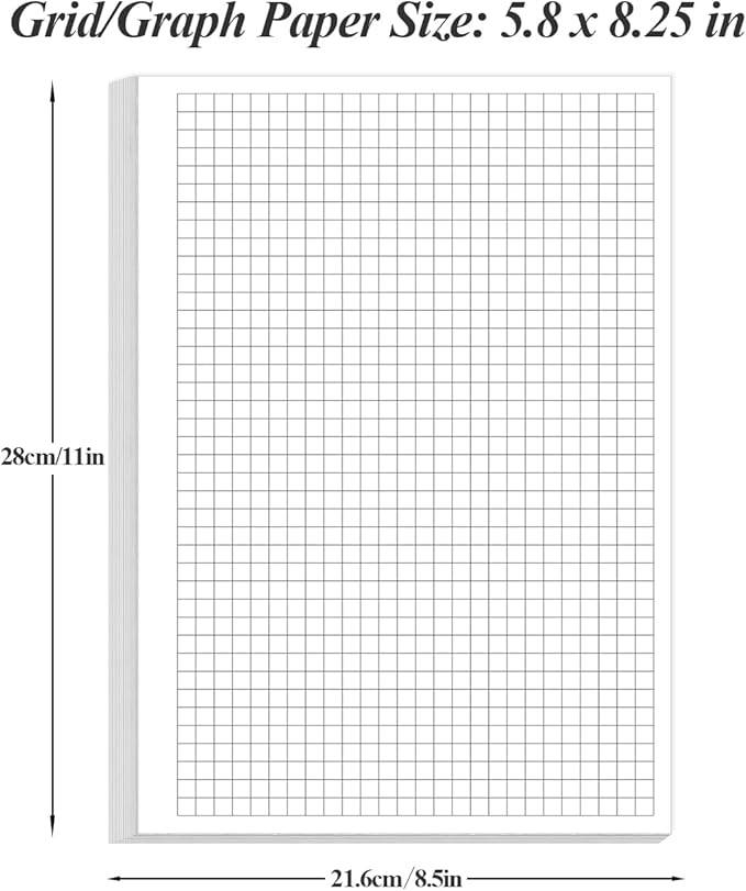 A5 Unpunched Grid Refill Paper - Graph Paper for Ring Binder/Discbound Notebook Planner Inserts, 100 Sheets/200 Pags Grid Paper, 100gsm White Pages, 5.8" x 8.3 "