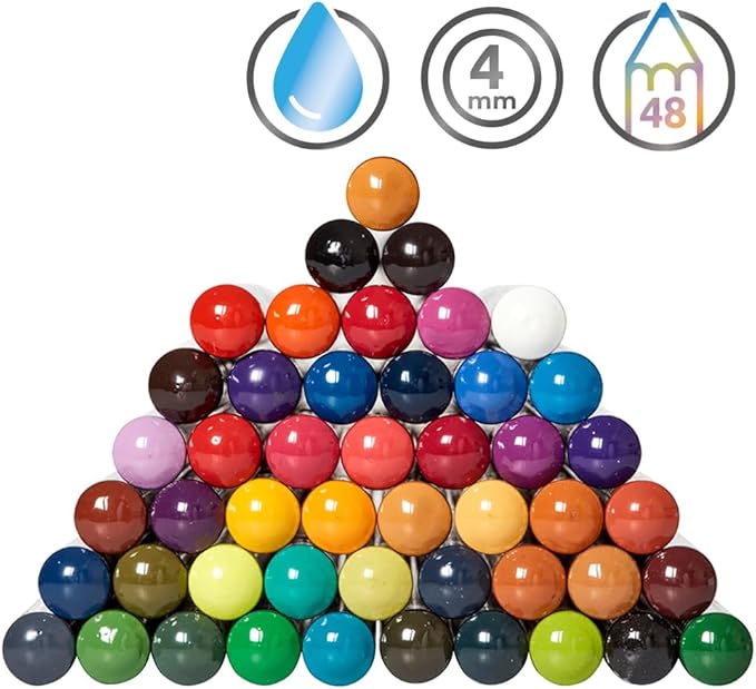 Derwent Inktense Pencils 48 Wooden Box, Set of 48, Premium 4mm Round Core, Firm, Watersoluble, Ideal for Watercolor, Drawing, Coloring and Painting on Paper and Fabric, Professional Quality (2300151)