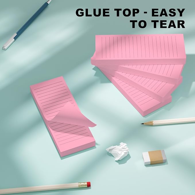 Magnetic Notepads Note Pads for Fridge with Full Magnet Back, 180 Sheets Pink Lined Refrigerator Notepad, 30 Sheets Per Pad for Grocery List, Shopping List, Office, Home, To-Do Lists & Memos