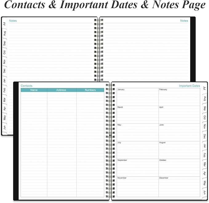 2026-2027 Planner - Planner 2026-2027 from July 2026 to June 2027 with 12 Monthly Tabs, Flexible Cover, Inner Pocket, 8.5" x 11", Black-B