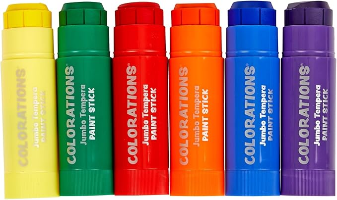 Colorations Jumbo Tempera Paint Sticks - 6 Colors