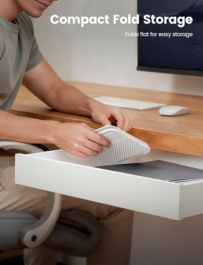 Lamicall Tablet Stand Holder for Desk - [Ultra-Slim Foldable][360°Rotation] iPad Holder Stand, 360° Rotatable Desktop Tablet Holder, Tablets Accessories for 4.7-13" iPad, Switch, Phone (White)