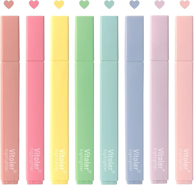 Bible Highlighters,Assorted Colors, Cute Paste Chisel Tip 8 pack | Aesthetic Cute Highlighters For Bible & Journaling, Back To School Supplies