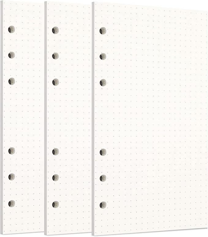 Zelten 3 Pack A6 135 Sheets/270 Pages Dotted Loose Leaf Punched Paper Refills Paper for 6 Hole Binder Personal Organizer Diary Notebook Refillable Planner
