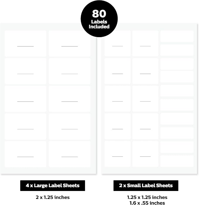 ThreeKin Waterproof Labels for Bottles and Containers - Custom Stickers - All-Purpose and Personalizable - Dishwasher, Freezer and Microwave Safe - BPA-Free - USA-Owned (Blank, 80pcs)