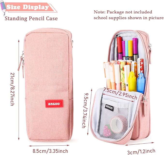 iSuperb Standing Pencil Case 2 Compartments Pencil Pouch Magnetic Mobile Phone Holder Bracket Pen Bag Large Capacity Phone Pouch College Stationery Organizer Storage for Kids Boys Girls