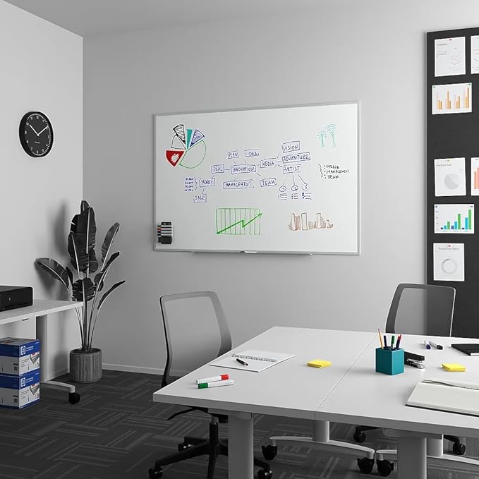 Staples TRU RED Melamine Dry Erase Board, Gray Frame, 6' x 4'