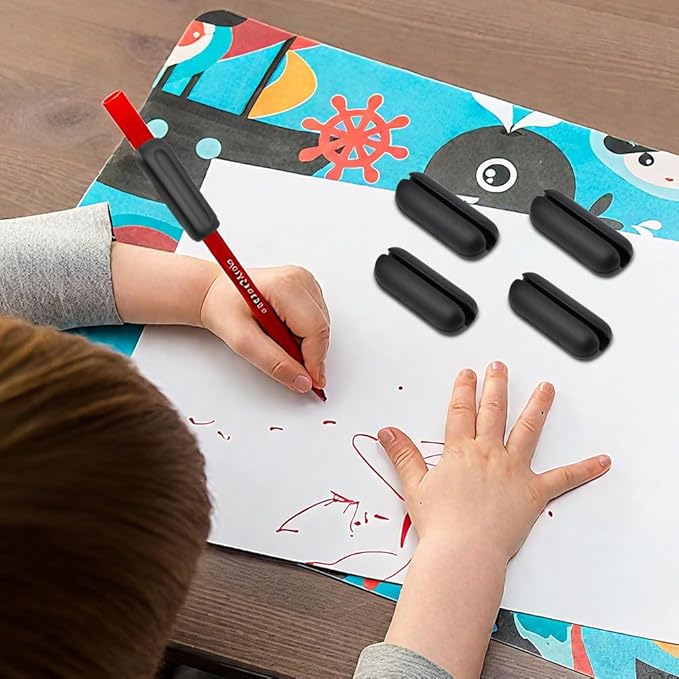 Weighted Pencil Grips, 5Pcs Silicone Pencil Grips with 2Pcs Pencils Holders for Kids, Elderly & Special Needs, Improves Penmanship for Autism,ADHD,Tremors & Fine Motor Skills
