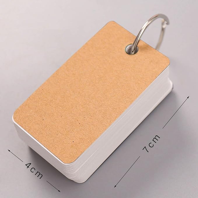 Thick Blank Flashcards Portable Message Note Business Card Index Cards with Linking Ring for Studying Office School Supplies Premium Paper