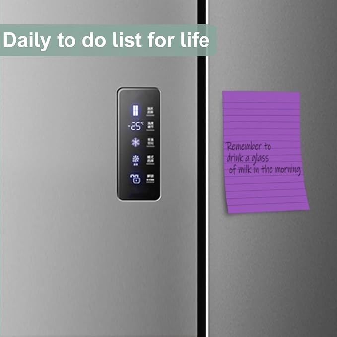 24 Pack Lined Sticky Notes 4X6 in, Self Sticky Note Pads with Lines, Large Sticky Note Memo Pad for Office, Home, School, Meeting, 50 Sheets/pad, Bright Color