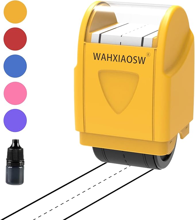 Handwriting Lines Stamp Roller Self-Inking Line Rolling Stamps Handwriting Practice Tool for Teachers Kids Kindergarten (Yellow)