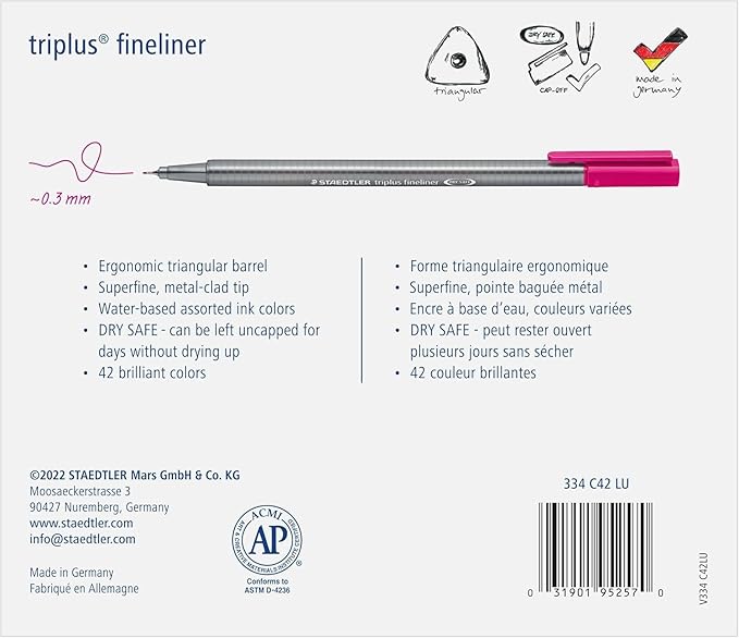 STAEDTLER 4 Pack - Fineliner triplus 60 (4 sets of 60 pcs), 240 Count