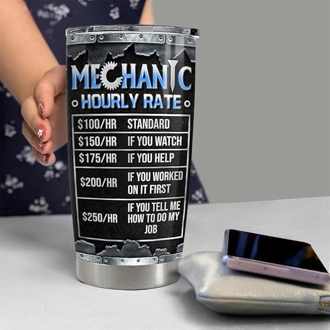 Mechanic Gifts, 20oz Stainless Steel Insulated Tumbler - Coffee Travel Mug Gifts for Mechanics, Birthday, Christmas