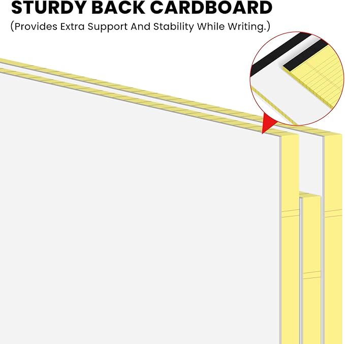 3pcs Legal Pads 8.5 x 11,Notepads 8.5 x 11 Inch, 30 Sheets/Pack, Yellow Note Pads Clear Print Writing Pads of Paper, Perforate Wide Ruled Lined with Sturdy Back for Office, Business & School Supplies