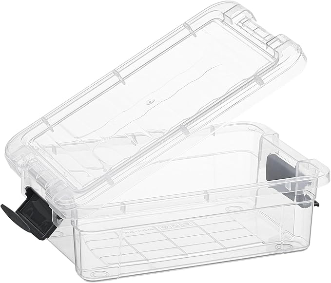 Superio Clear Storage Boxes with Lids, 1.27 Quart Plastic Container Bins for Organizing, Stackable Crates, BPA Free, Non Toxic, Odor Free, Organizers for Home, Office and Dorm, 5 Pack