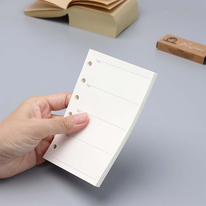 NatSumeBasics A7 Refills Paper 3" x 5" Undated Weekly Binder Planner Inserts 90 Sheets 6 Holes Pocket Notebook Papers for Personal Travel Journal Diary (2 A7 Weekly)