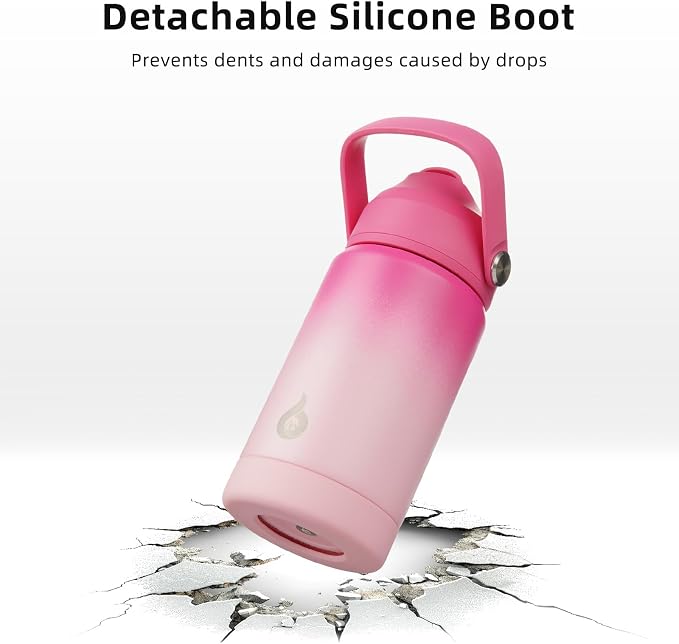 BJPKPK 12oz Insulated Water Bottle, Stainless Steel Bottle with Straw Lid | Soft Silicone Nozzle, Keep Cold & Hot, Leak-Proof BPA-Free Metal Bottle with Flex Handle for Travel, Gym & Everyday Hydration