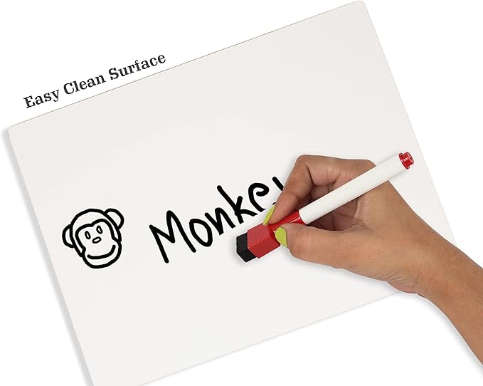 Double Sided Plain White Dry Erase Drawing Lapboard for Kids Students, 9 x 12 Inches W/ 4 Markers for Home/School (1 Piece/Set)