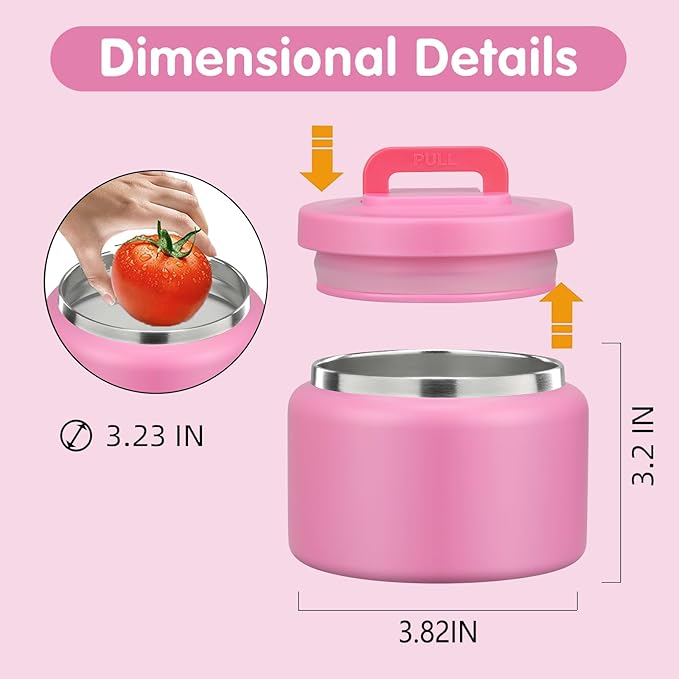 JXXM 8 Oz Thermo Food Jar for Hot & Cold Food for Kids, Insulated Lunch Containers Hot Food Jar,Leak-Proof Vacuum Stainless Steel Wide Mouth Lunch Soup Thermo for School (Rose Red)