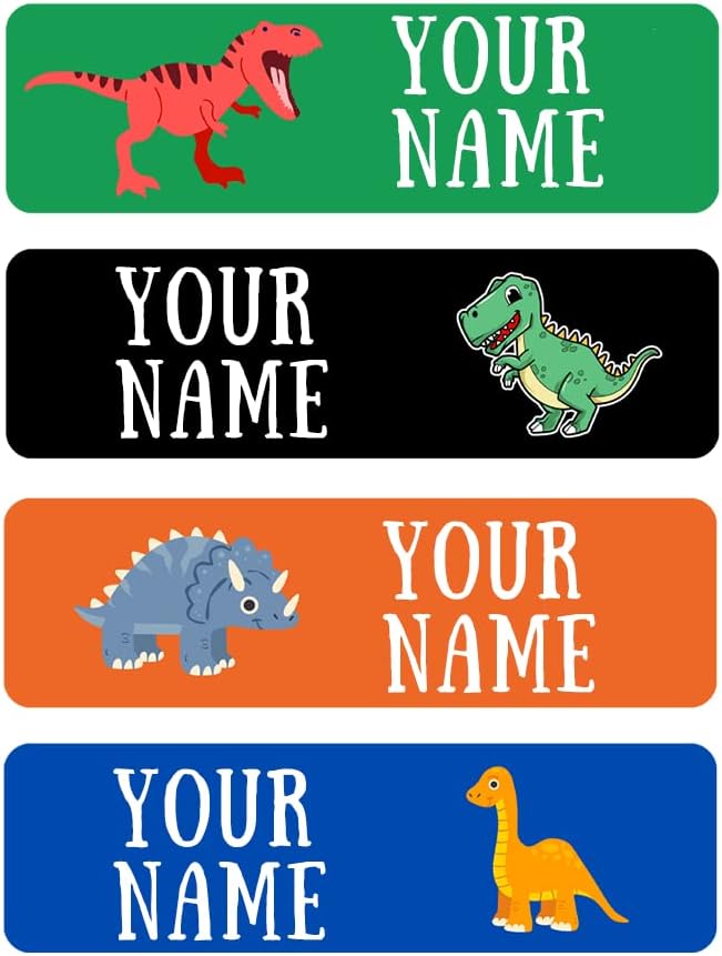 128 Custom Waterproof Dishwasher Safe Kid Name Labels for Daycare, School Supply, Baby Bottles, Lunch Boxes and Cups, Travel. Cute Personalized Design Name Stickers (Pattern 3)