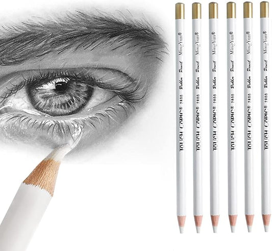 leuapl Eraser Pencils Set for Artists, Wooden Sketch Professional Highlight Painting Eraser Pen for Sketching Charcoal Drawings, Revise Erasing Details for Students Limner, 6PCS
