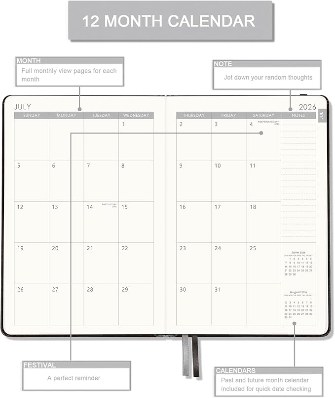 2026-2027 Planner - 2026-2027 Weekly Monthly Planner with Stickers, Jul 2026 - Jun 2027, 5.75" X 8.25", 26-27 Calendar Planner, Premium Paper, Pen Holder, Inner Pocket, 40 Notes Pages