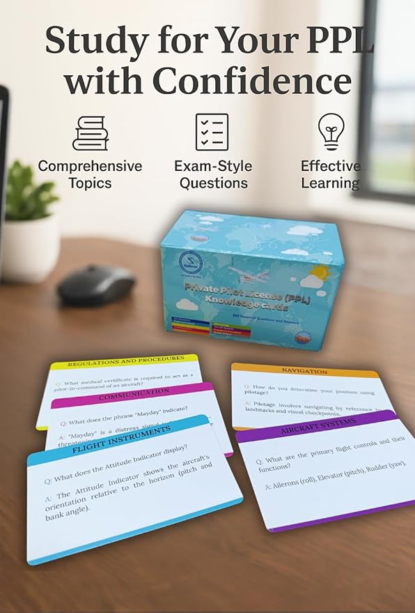 Private Pilot Flash Cards – 265 Aviation Knowledge Boosting Student Pilot Study Guide to Assist with FAA PPL Test Prep. Essential for Checkride, Written and Oral Exams