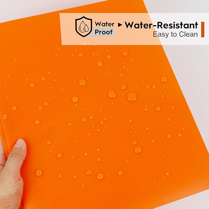 6-Pack Plastic Folders with Pockets and Prongs,2-Pocket Folders with 3 Fasteners, Holds 8-1/2" x 11" Paper for School/Office/Home, Orange