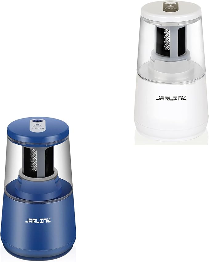 JARLINK 2 Pack Electric Pencil Sharpener, Heavy-Duty Helical Blade to Fast Sharpen, Auto Stop for No.2/Colored Pencils(6-8mm), USB/Battery Operated in School Classroom/Office/Home