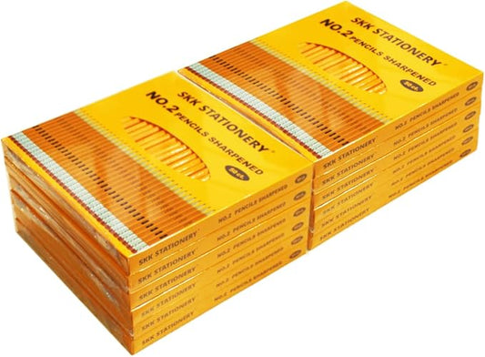 SKKSTATIONERY 600 Count Pre-sharpened #2 Pencils with Erasers – 12 Small Boxes of 50, Bulk HB Lead Pencils for Classroom, Teacher Supplies & Back to School – No.2 Pencil Set