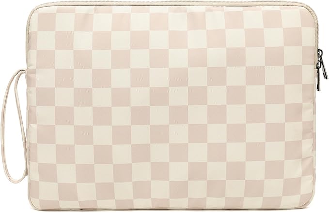 Laptop Sleeve 13.3 inch14 Inch, 15.6inchWater Resistant Traveling Computer Cover with Handle, Shockproof Protective Carrying Laptop Case (Y8-Khaki Checker, 12.5 inch-13.5 inch)