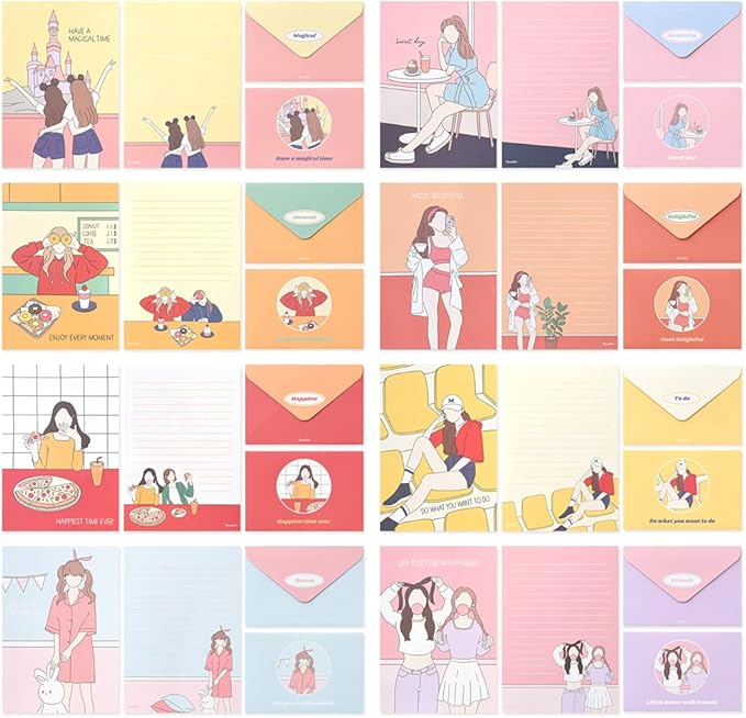 Monolike Fall In Newtro ver.2 Letter Paper and Envelopes Set - 8Type, 32 Letter Paper + 16 Envelopes