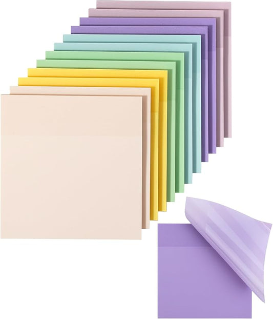 Mr. Pen- Transparent Sticky Notes, 3" x 3", 12 Pads, 600 Sheets, See Through Self-Adhesive Notes for Bible Journaling and Studying, Water-Resistant, Easy to Peel, Clean Removal