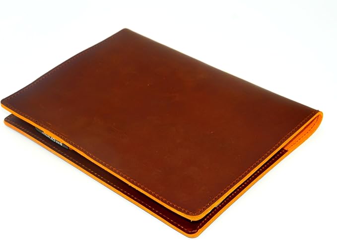 Leather Cover Compatible With 6" x 9" Spiral Steno Pads, Steno Notes 6" x 8.8" Spiral Notebooks Distressed Genuine A5 Leather Cover with Pen Loop Brown