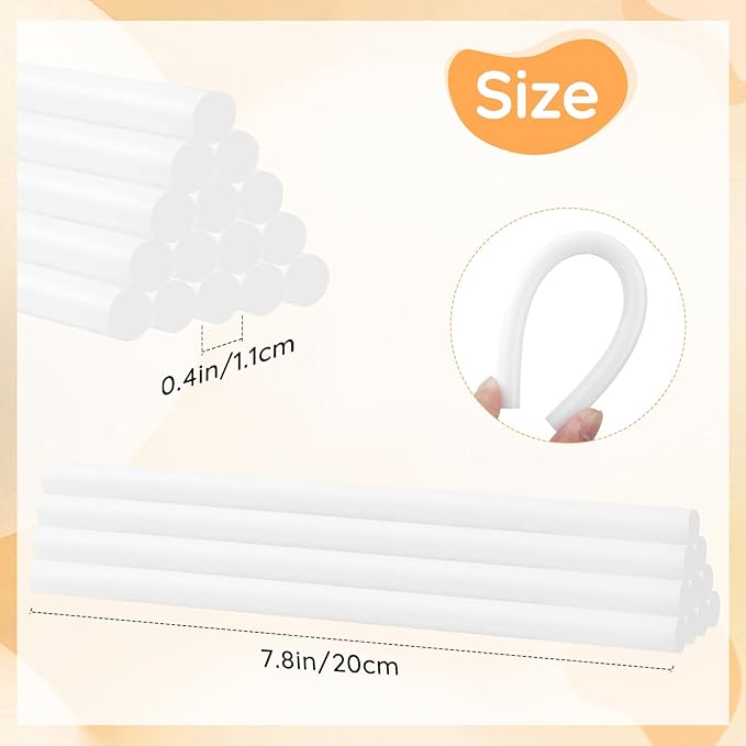 White Hot Glue Sticks, 72 Pack 0.43" Dia x 8" Long White Glue Sticks Standard for Crafting DIY Art School Gluing Project Sealing Wax, Car Dent Repair
