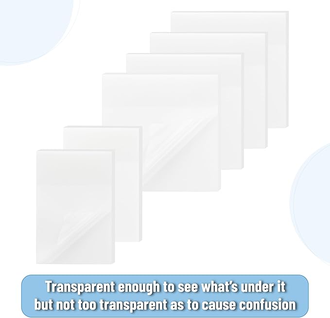 Mr. Pen- Transparent Sticky Notes Set, 1000 Sheets, 6 Sizes, Waterproof Transparent Sticky Note Pads for Bible Study, Annotating Books, Office, School, Planning, Journaling & Organization