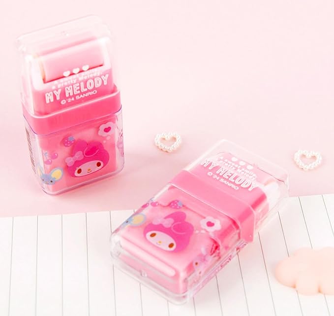 Cute Character Roller Eraser with Built-in Dust Cleaning Roller – Portable & Mess-Free Design - Pink
