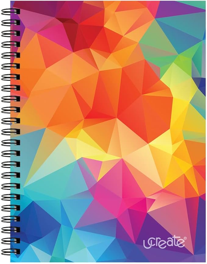 UCreate Fashion Poly Cover Sketch Book Kaleidoscope Design, 9" x 12", Multi-Color 75 Sheets