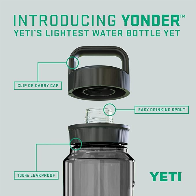 YETI Yonder Water Bottle with Yonder Chug Cap, Lightweight, Leakproof and BPA-Free